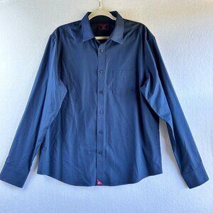 Untuckit Shirt Mens Large Navy Blue Anaheim Angels Button Up Wrinkle Free MLB
